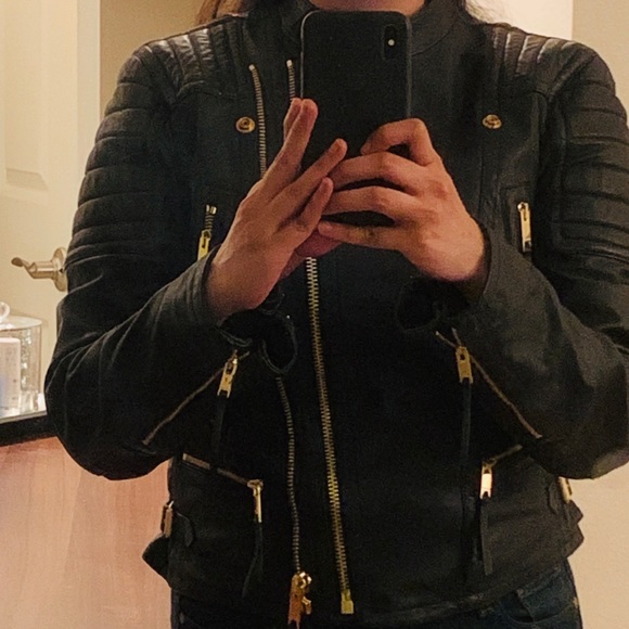 SOLD..Burberry Leather Biker Jacket - Picture 2 of 3